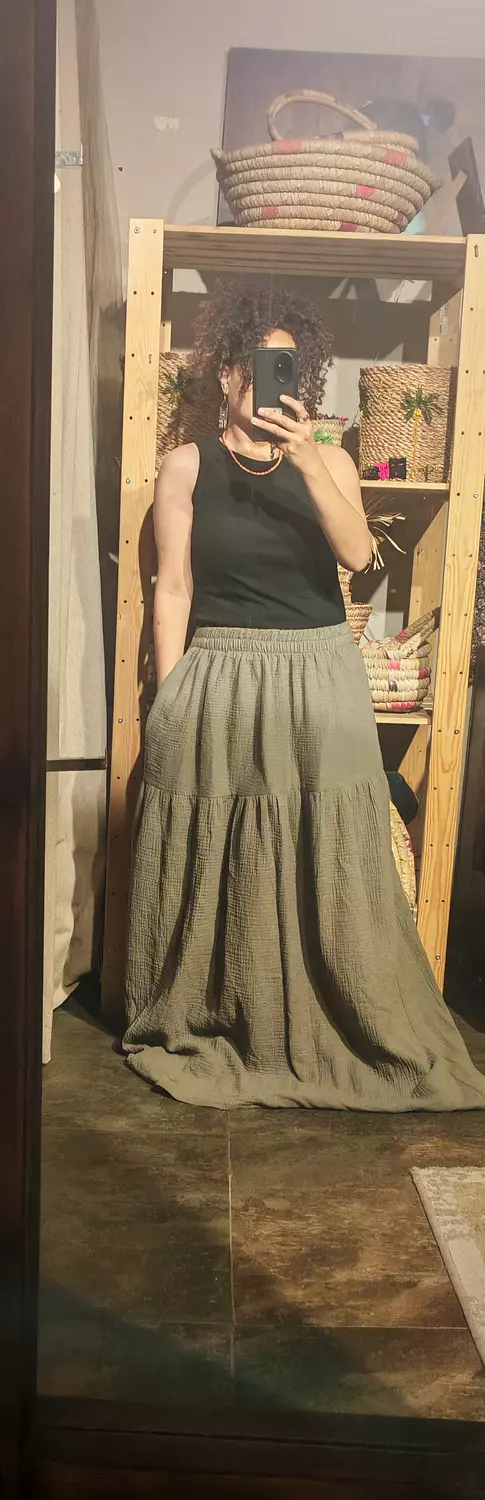  a line maxi cotton Crinkle skirts 2