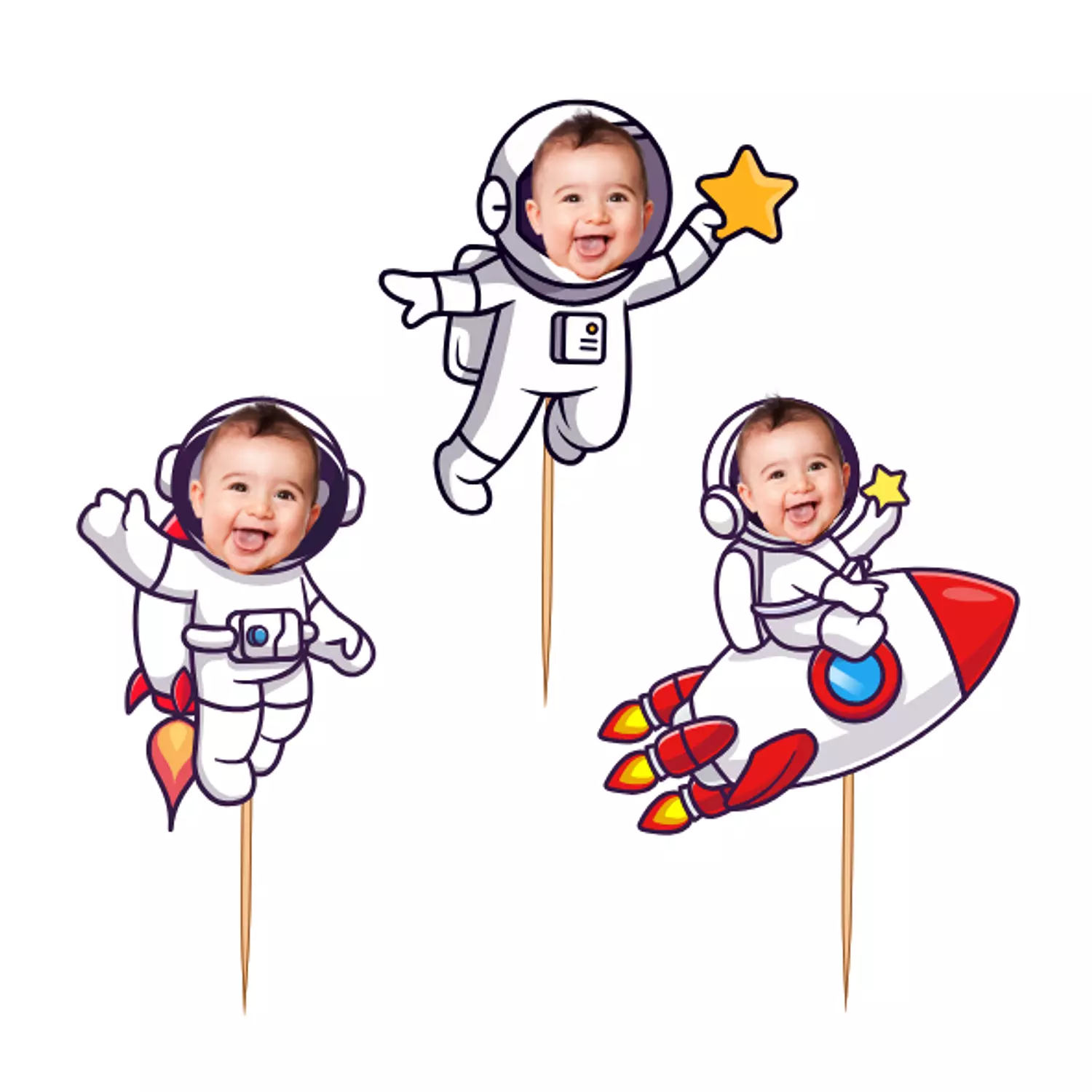 Astronaut Face Cupcake Toppers image