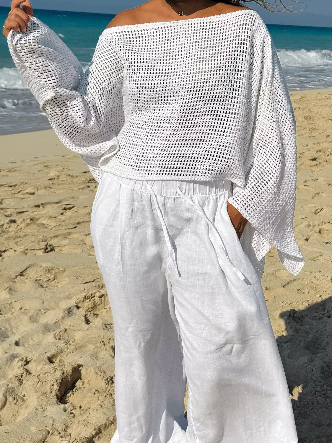 shoreline knit cover-up // Pure White // 3