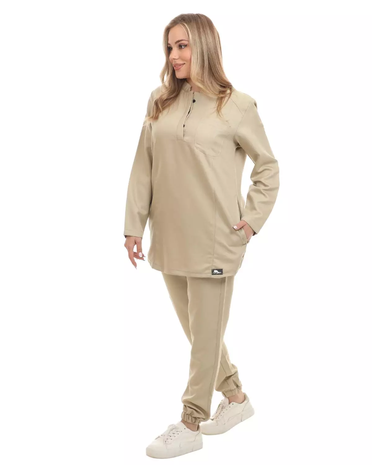 Beige Female Half Collar Scrub (Full Sleeves) 3