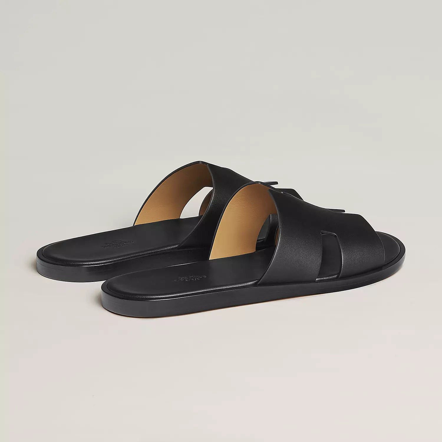 Hermes Black Leather Izmir Slide Sandals 2