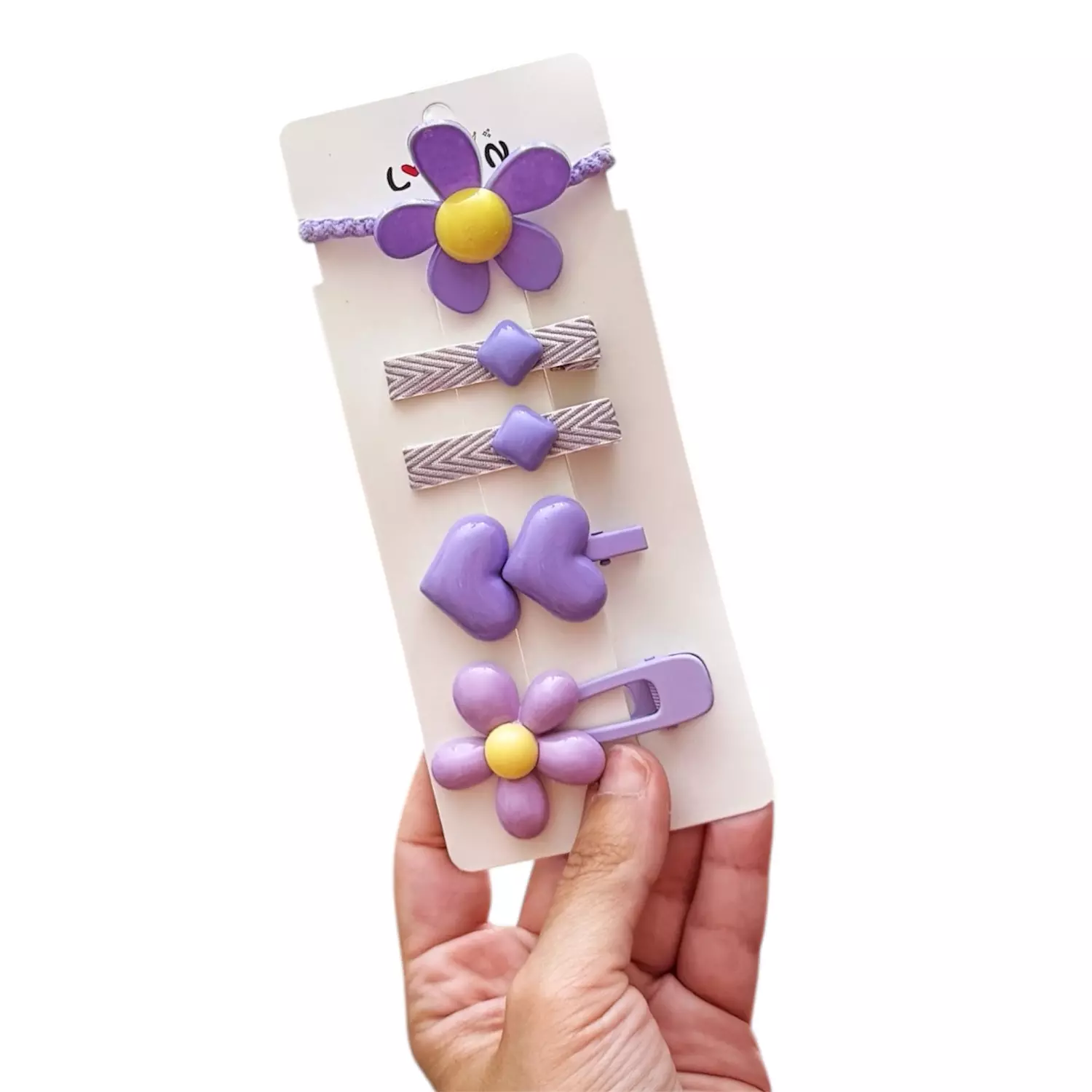 5 Pc Purple/Rose Pastel Hair Pin Set 1