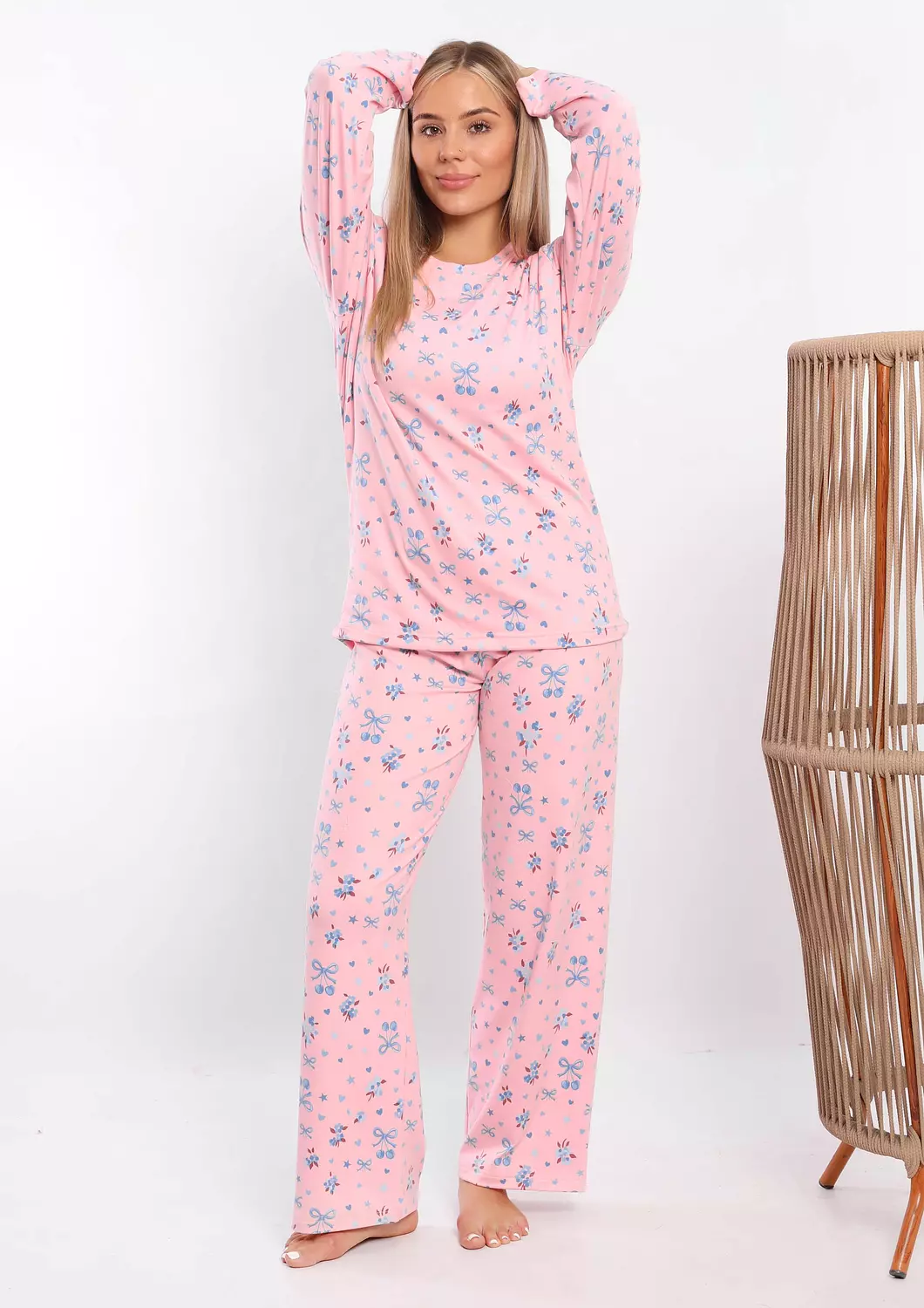 C322 Pink Ribbons Pajama Set 1