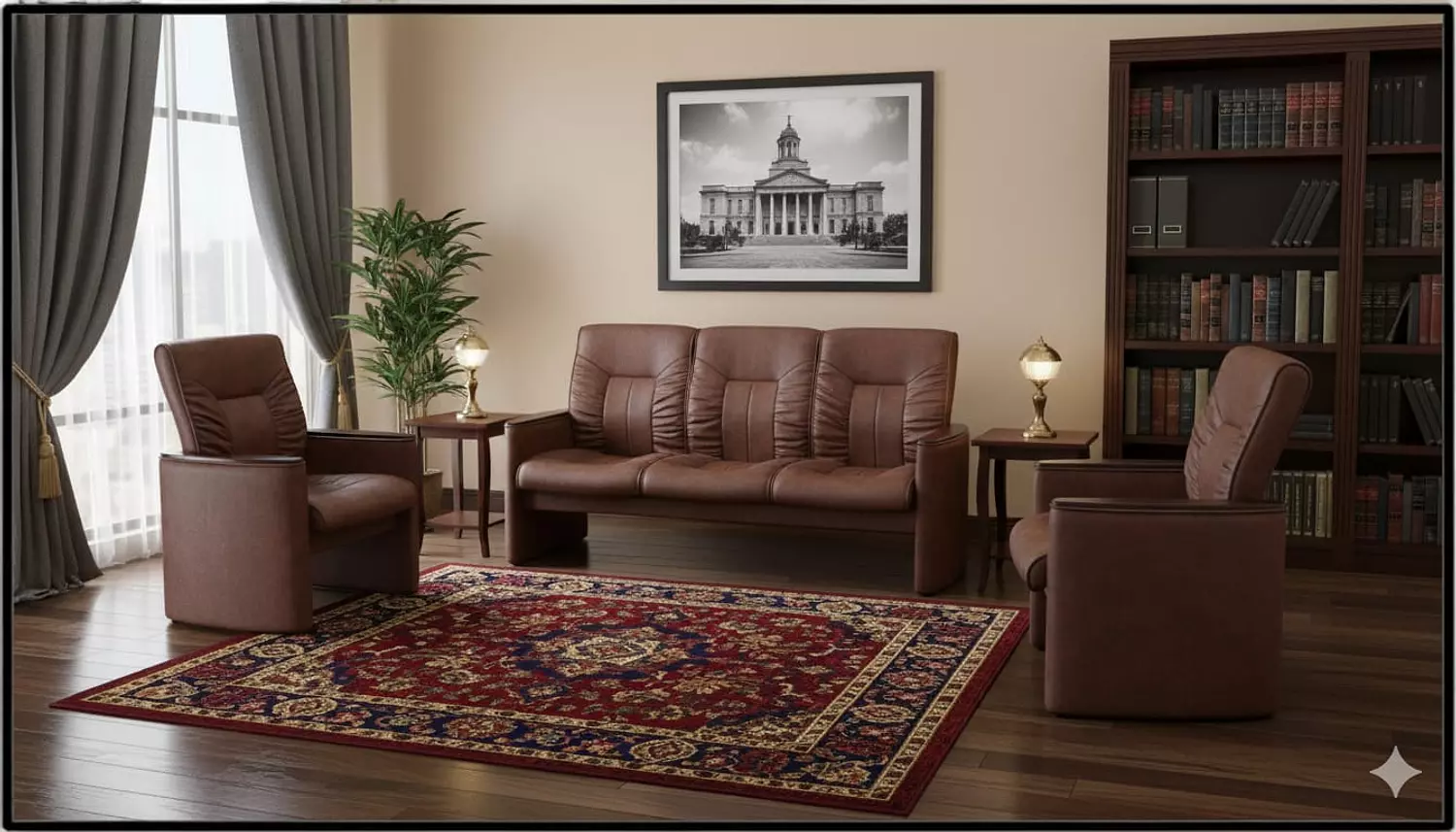 كنبه شيرمان 3 مقعد جلد بني جلد 9 hover image