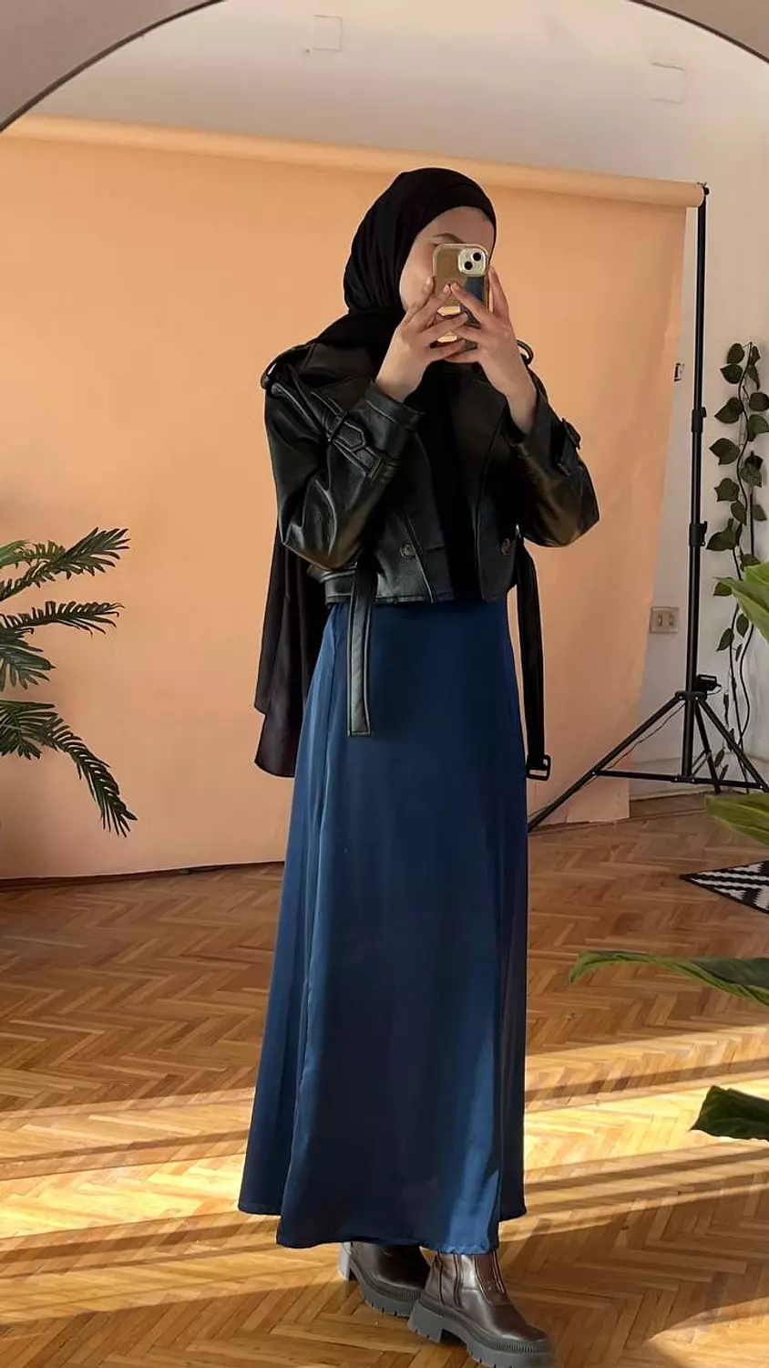 A-line Navyblue Satin Skirt - new addition   image