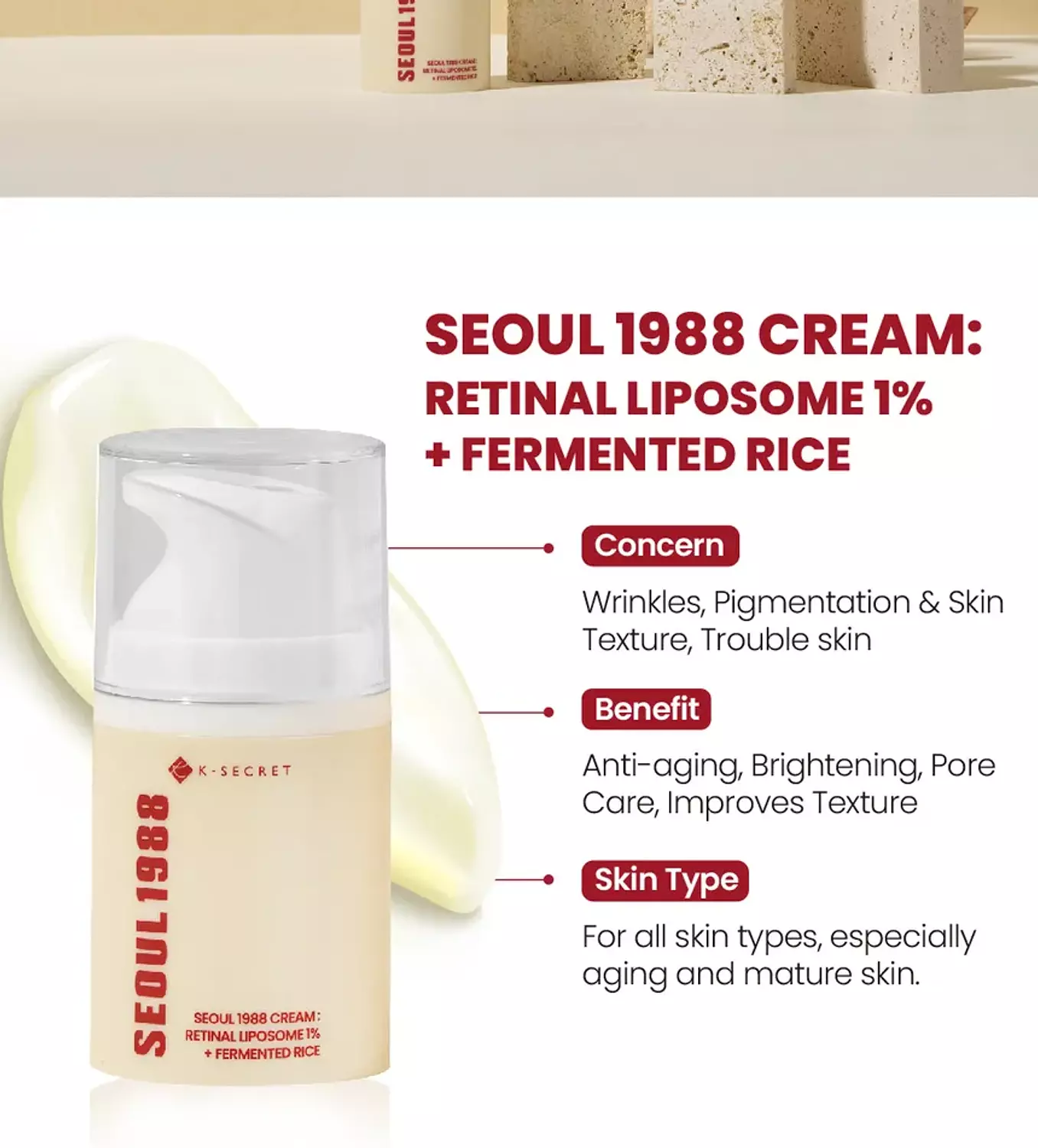 K-SECRET - SEOUL 1988 Cream : Retinal Liposome 1% + Fermented Rice hover image
