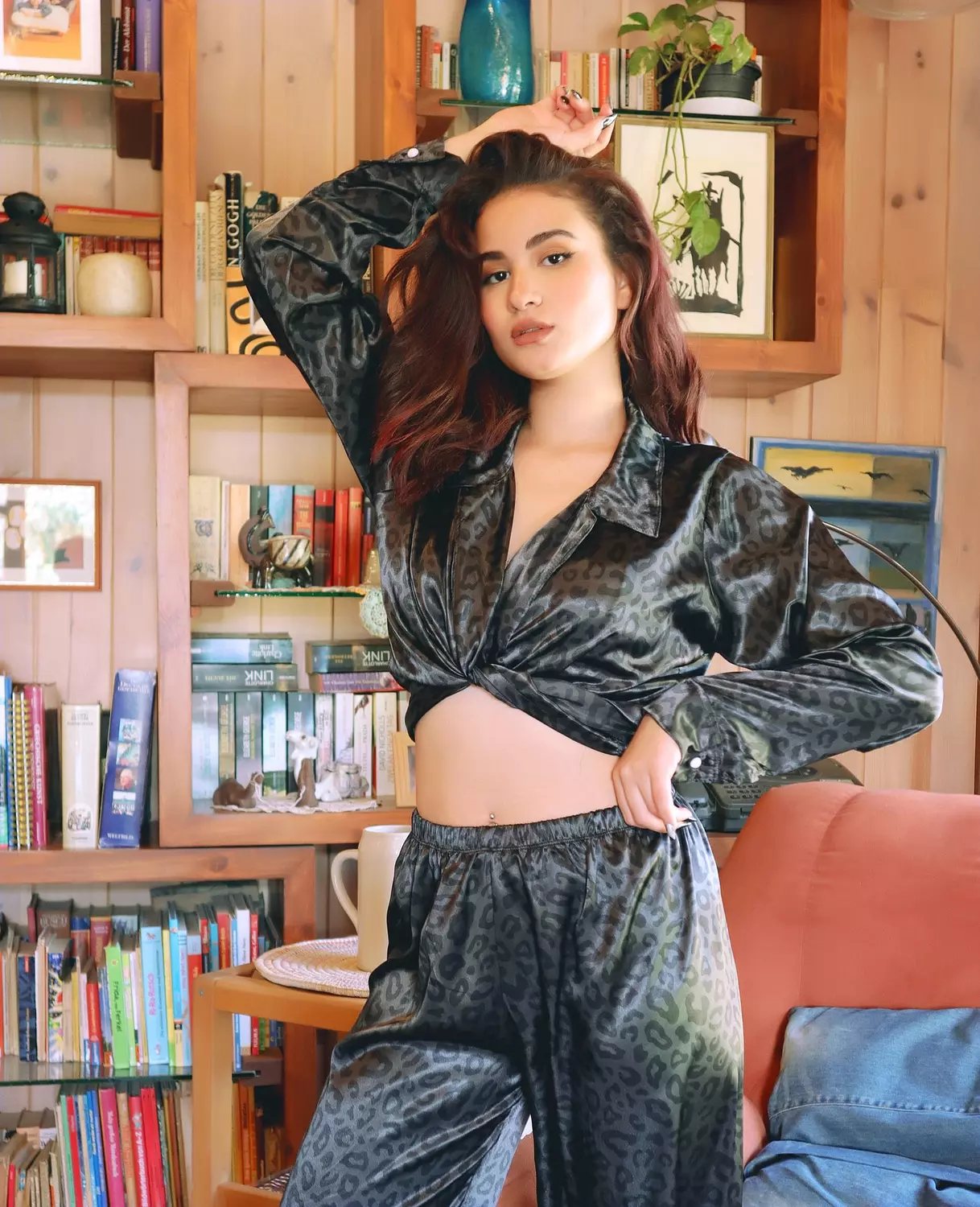 Leopard Satin Twist-Front Lounge 8