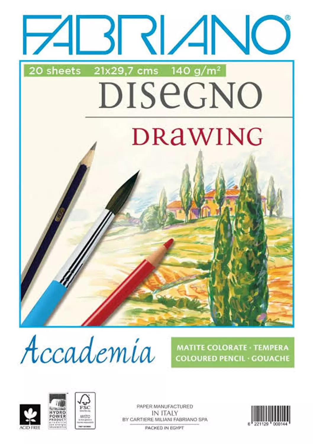 Sketch Fabriano 140 gr  اسكتش رسم فبريانو 140 جرام 12 Sheets  Size 21cm x 29.7cm(A4) image