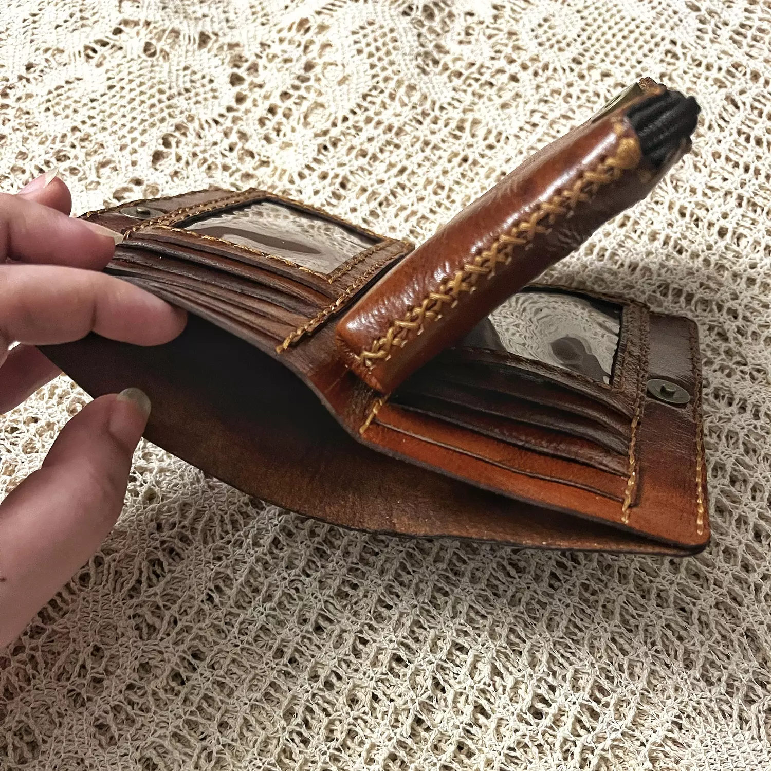 Art Nouveau bloom medium leather wallet hover image