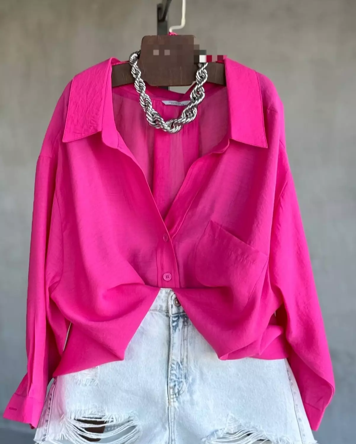 Fushia linen shirt hover image