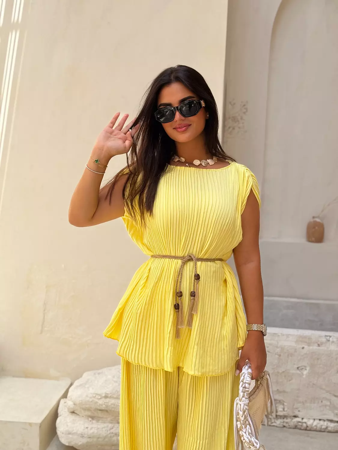 Belted pleated set  2