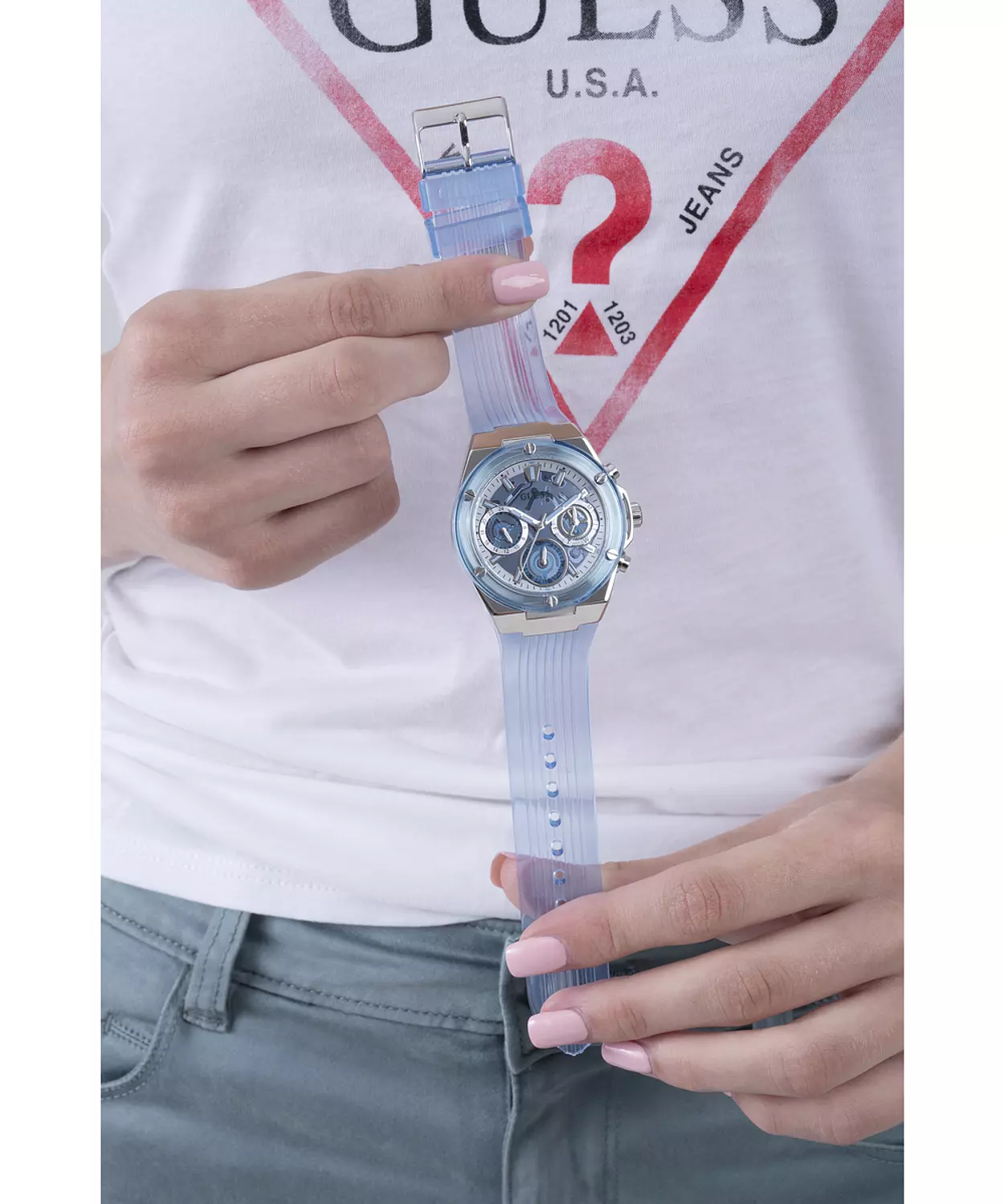 GUESS GW0409L1 ANALOG WATCH  For Women BlueBio-based PU Textured Strap  5