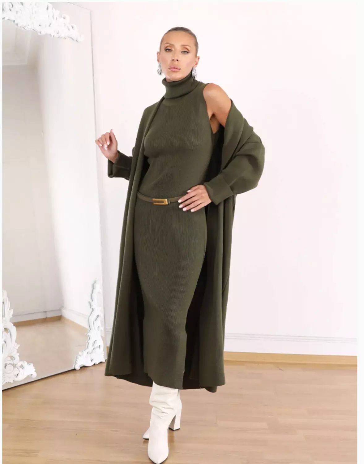 Olive Triko Dress And Cardigan (Set of 2 pieces) 6