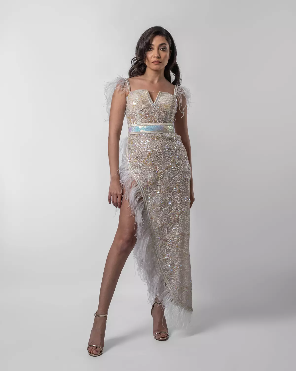 Opulent White Sequin Dress hover image