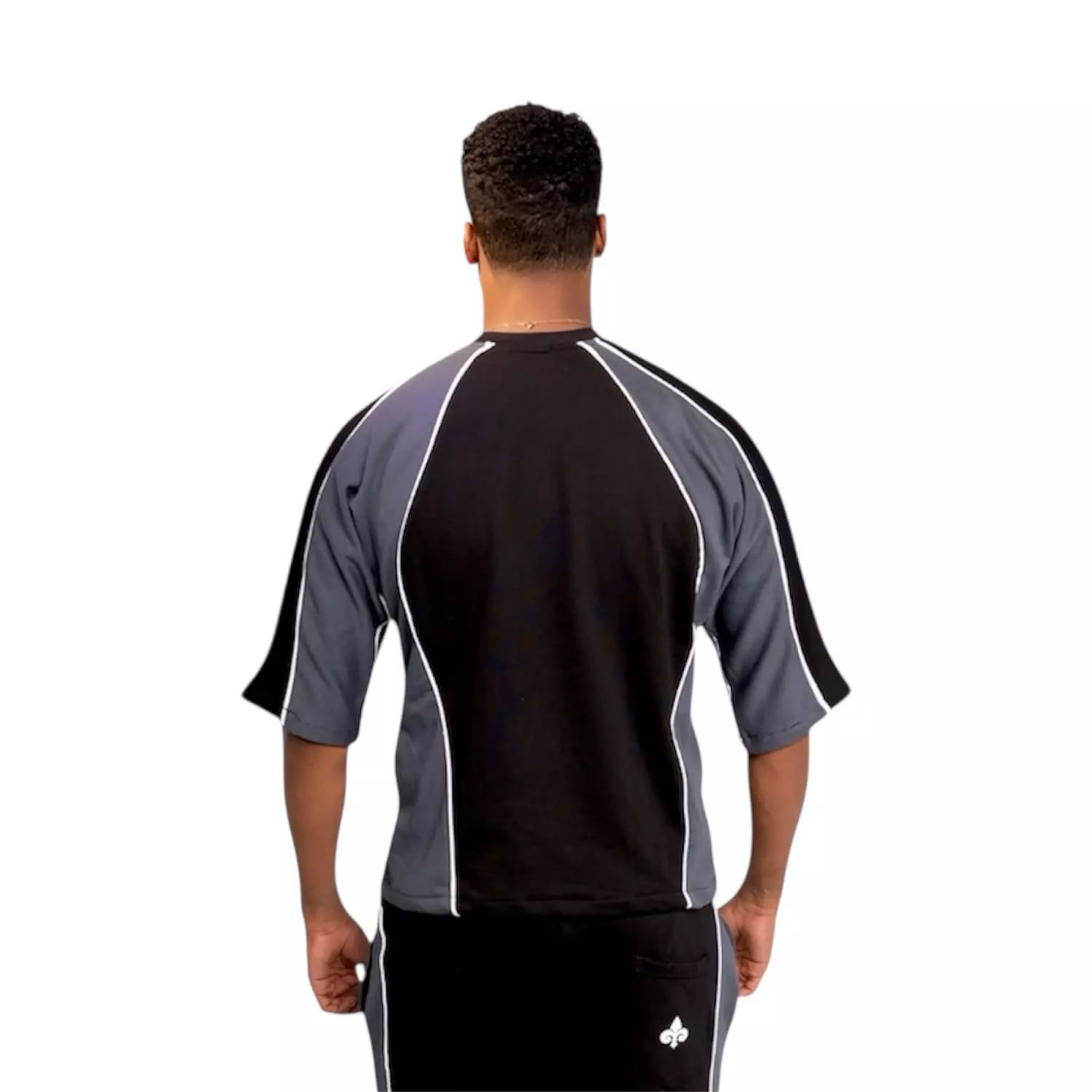  De-lys slices box fit Black & Grey with white stripe t shirt 4