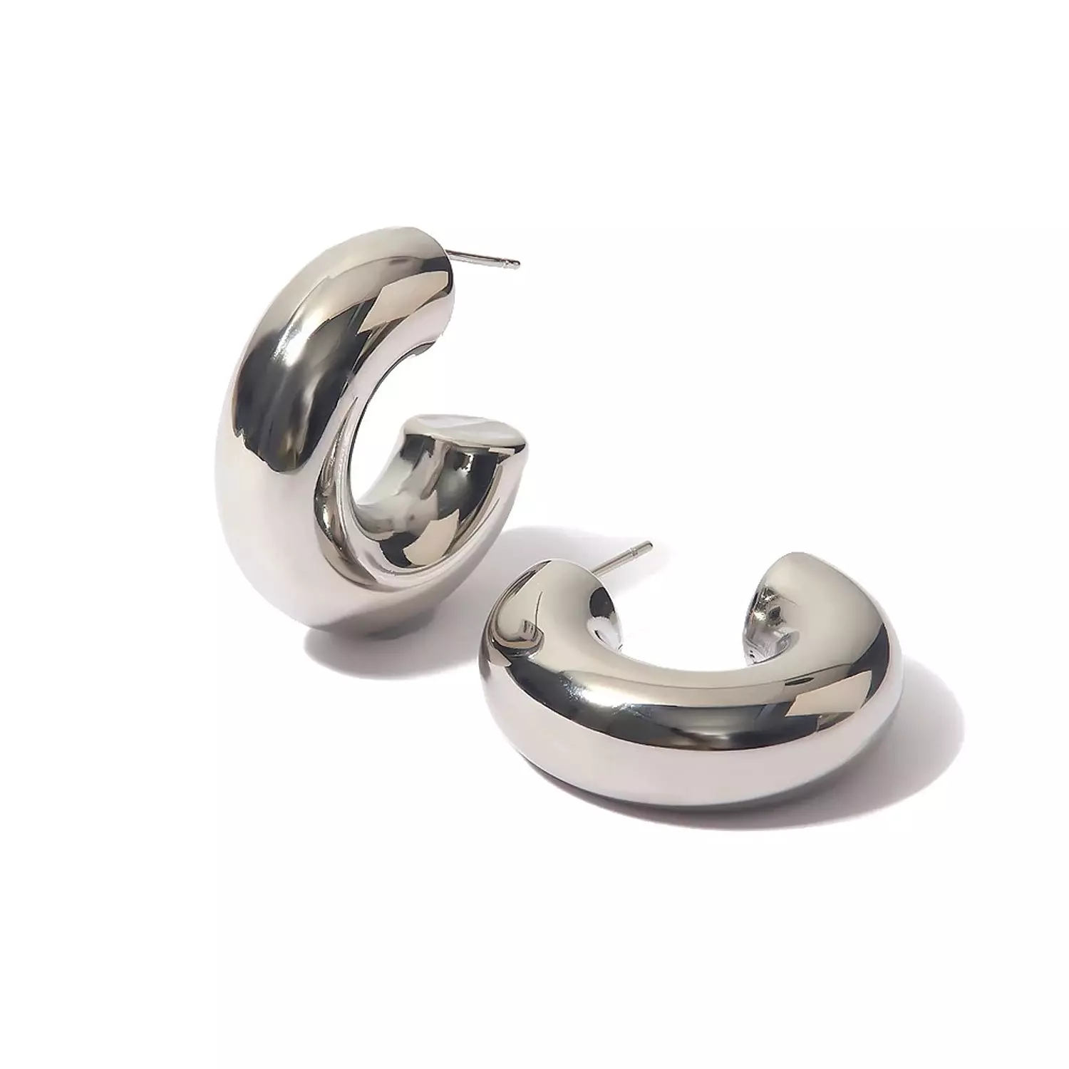 Chunky silver hoop earrings  3