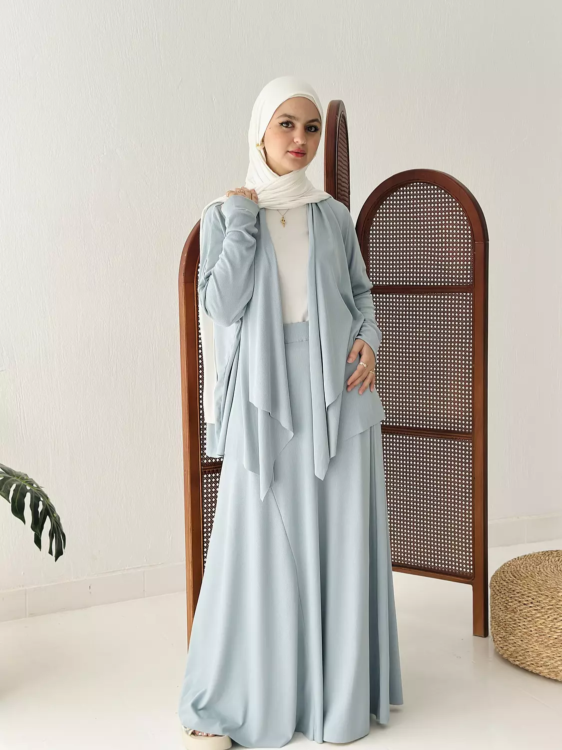 Elegance In Motion Skirt Set In Sky Blue image