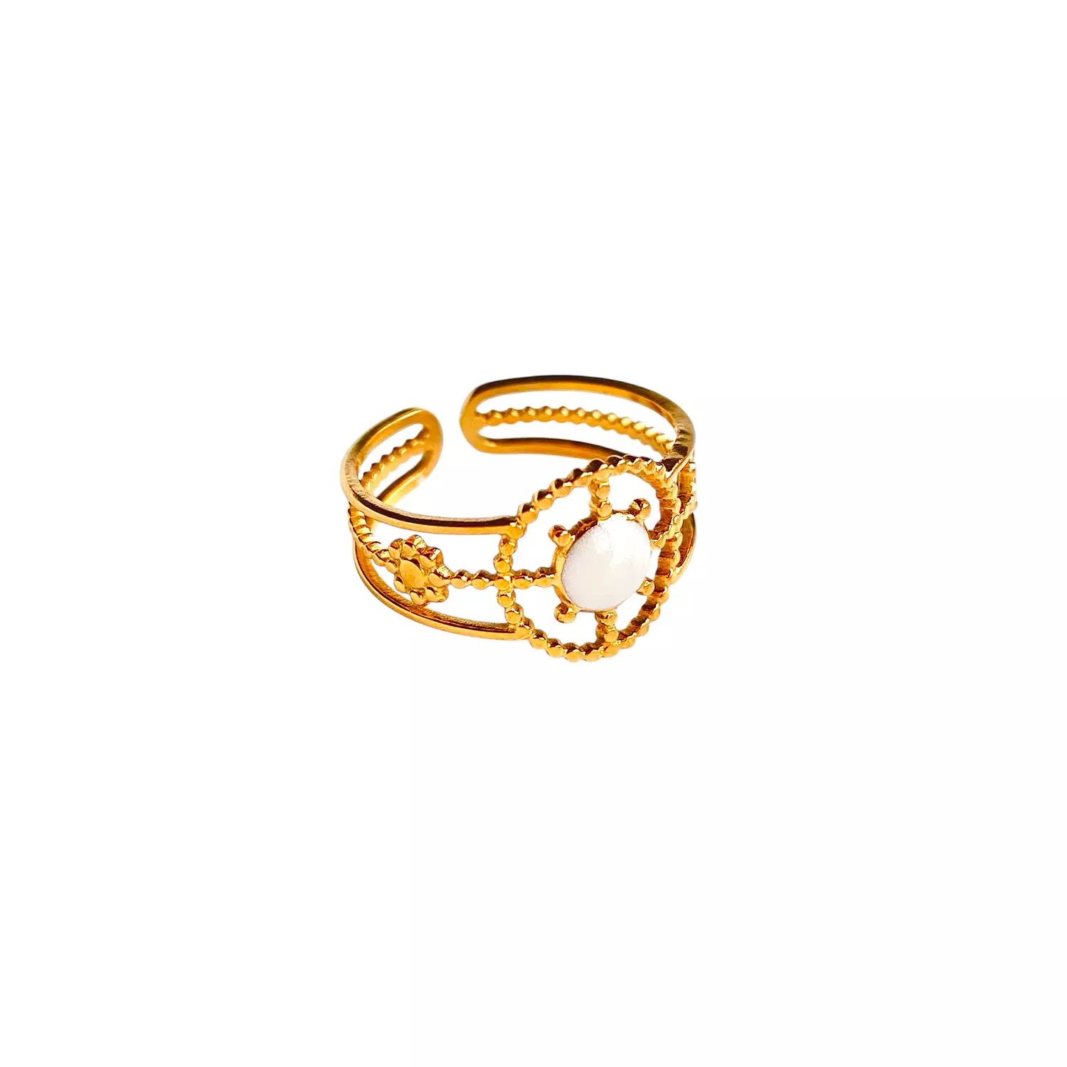 Stainless ring with white pearl 🐚✨ image