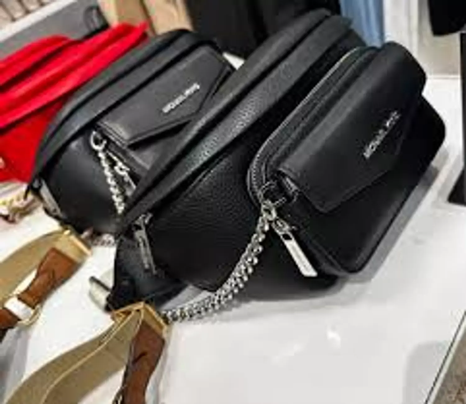 Michael Kors Black Belt Bag – With Chain Detail & Front Pouch 2