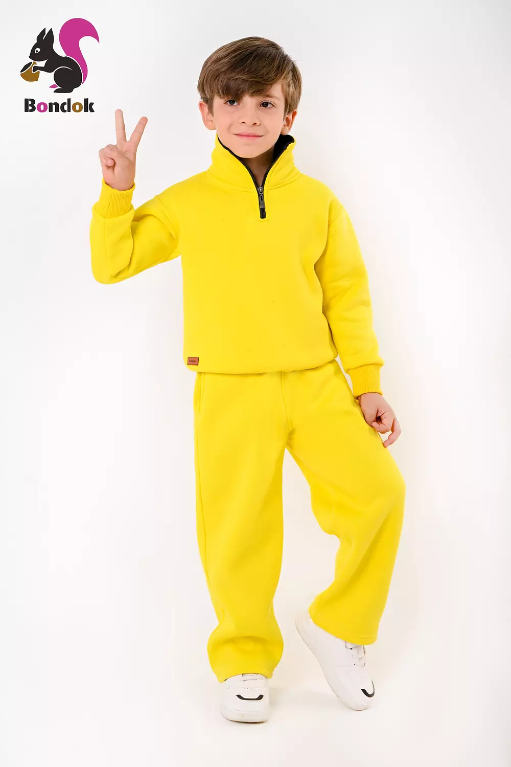 BONDOK Kids Tracksuit Set – Boys ¼-Zip Stand-Collar Sweater & Jogger Pants, Comfy Fit – Ages 4–14 6