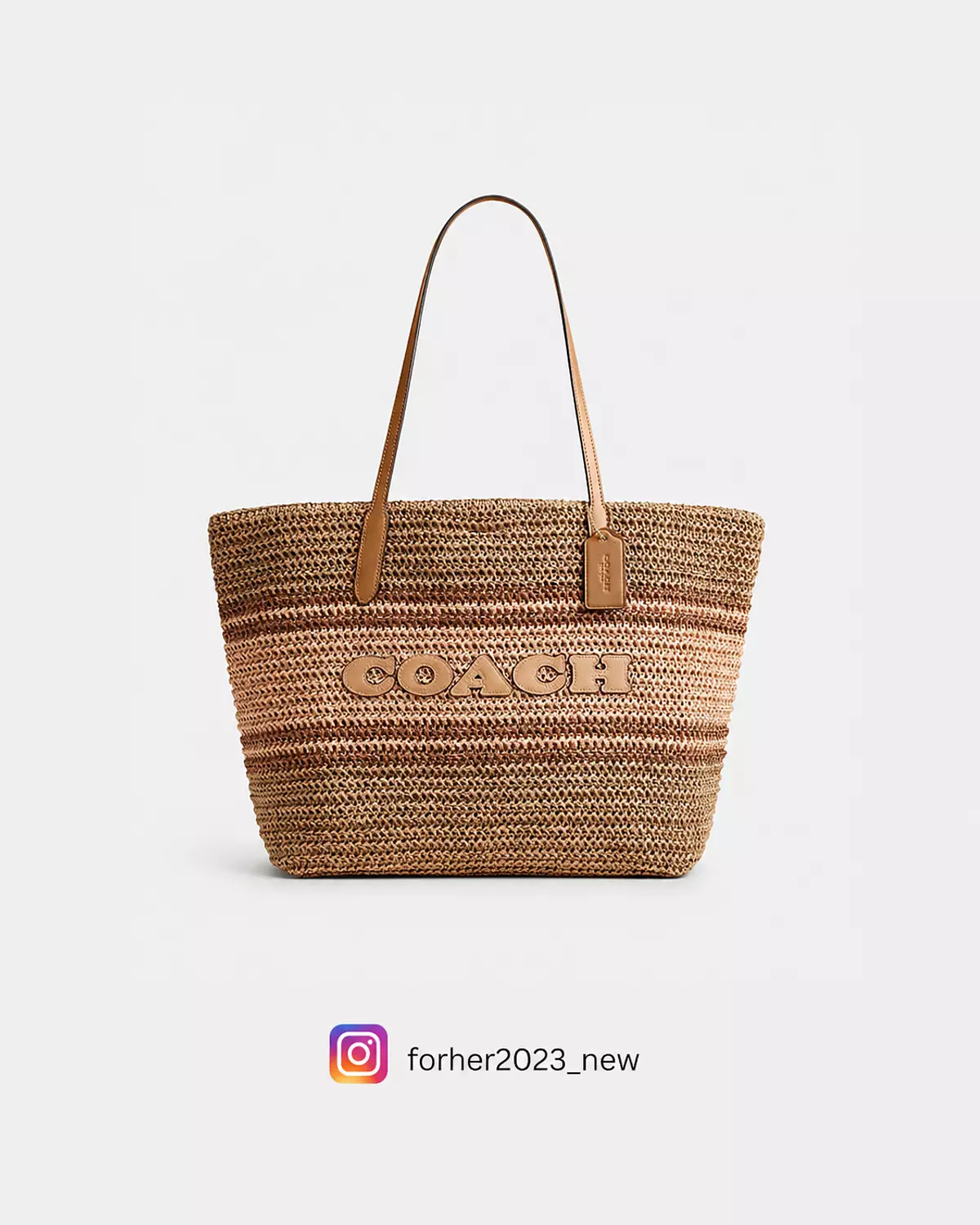 Coach city tote bag in straw image