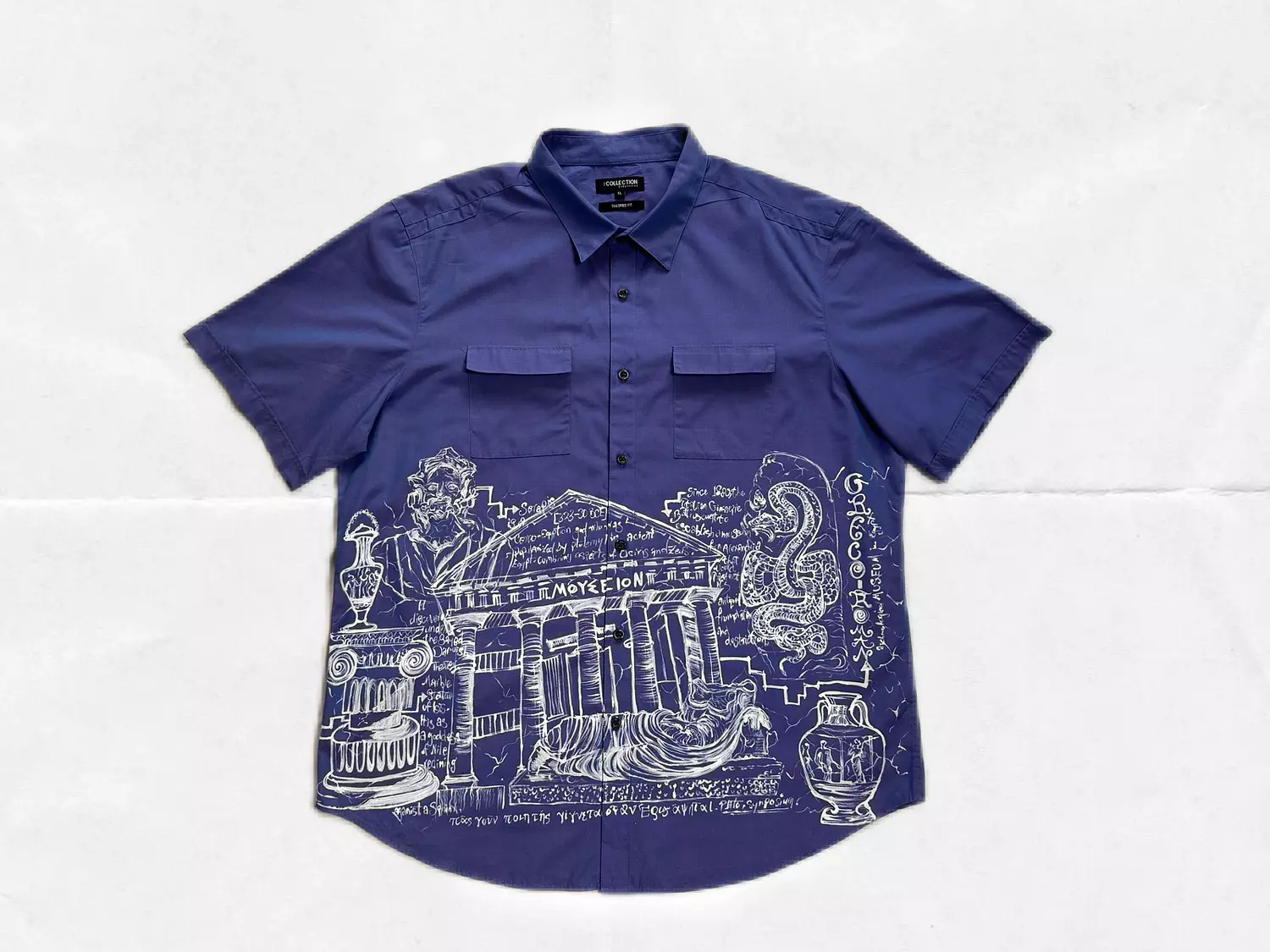 “Greco-Romain” hand -painted blue shirt  image
