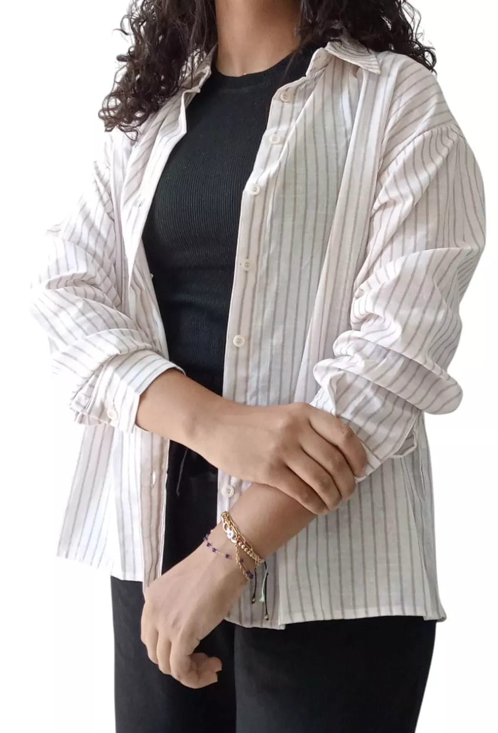 Striped Linen Shirt - Brown 