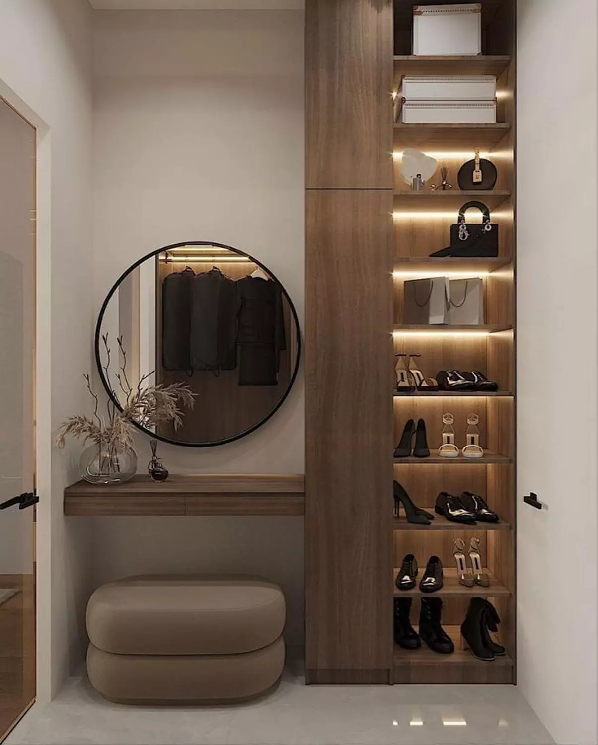 Shoe Cabinet + Dressing Table with Mirror + Chair image