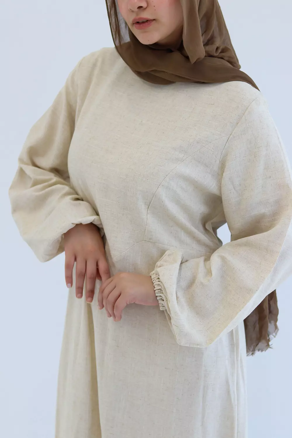 Beige Pure Linen Dress  9
