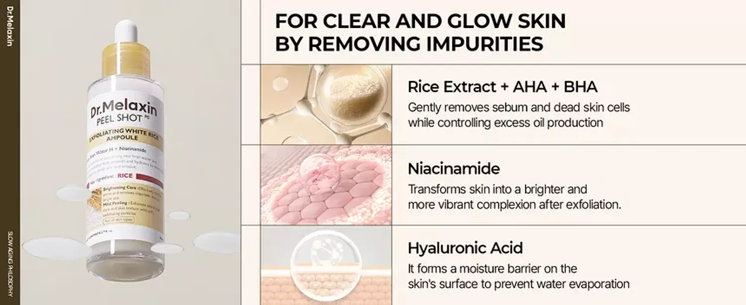 Dr.Melaxin - Peel Shot Exfoliating White Rice Ampoule 4