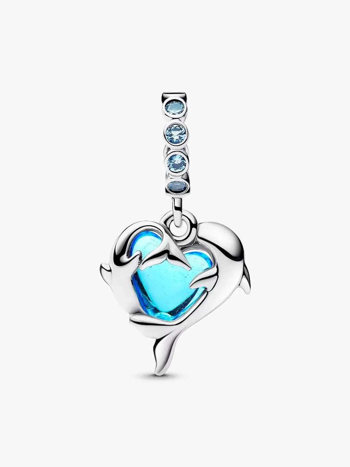 Blue Murano Glass Dolphins Dangle Charm Sterling silver 1