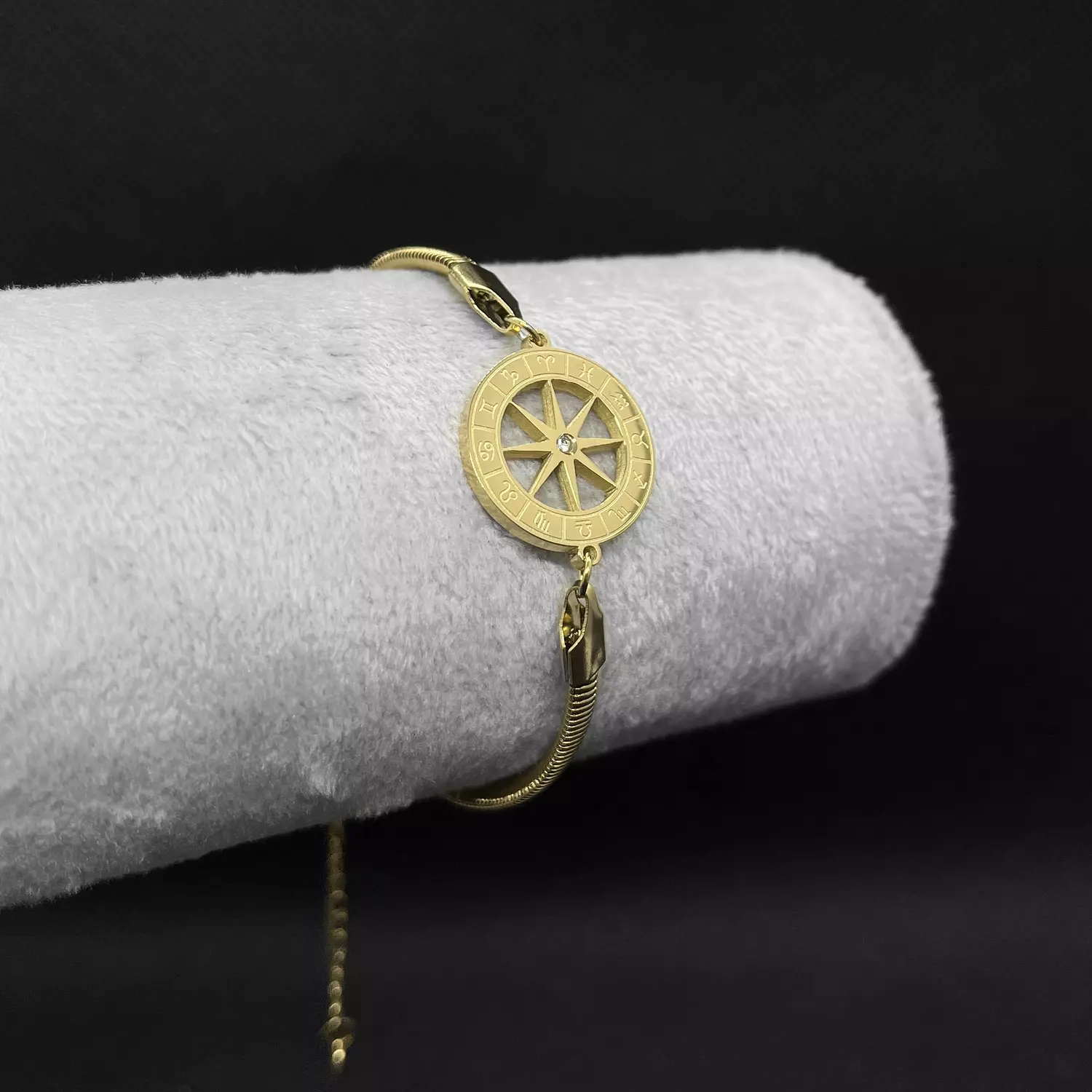  Zodiac Sign Compass Bracelet Italian Snake Chain image