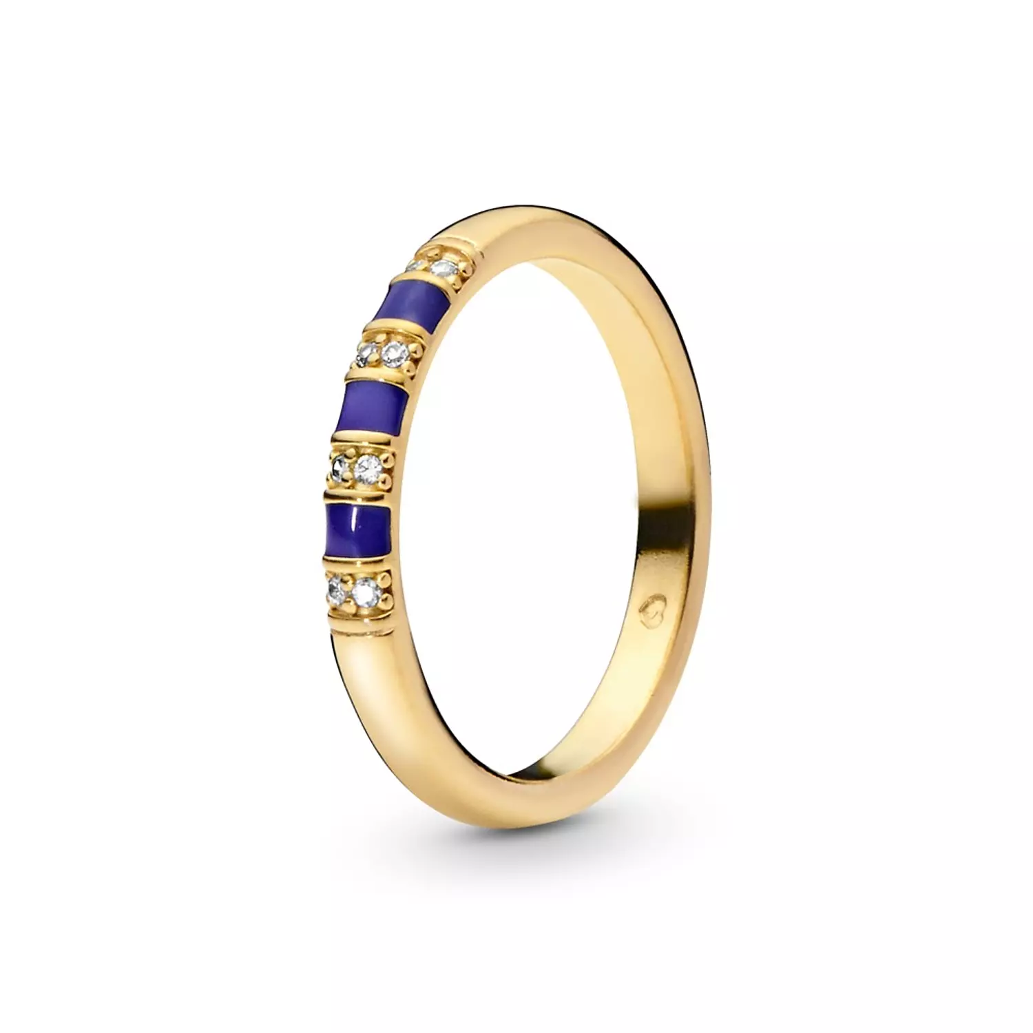 Pandora Shine ring with clear cubic zirconia and blue enamel