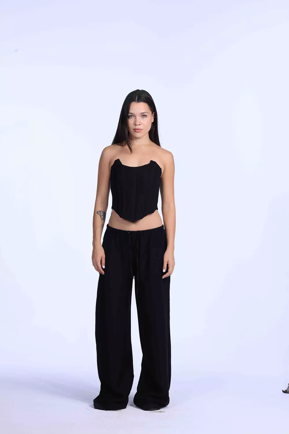 black oversized linen Pants  image