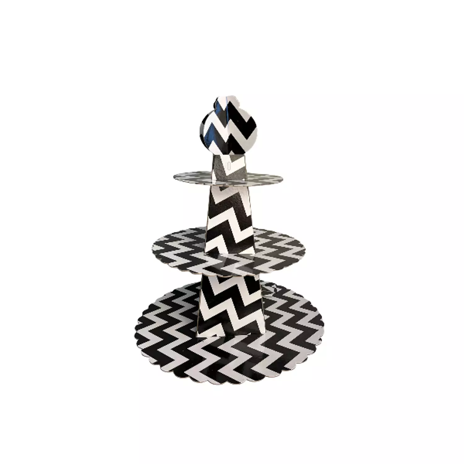 Black & White Zigzag Cupcake Stand image