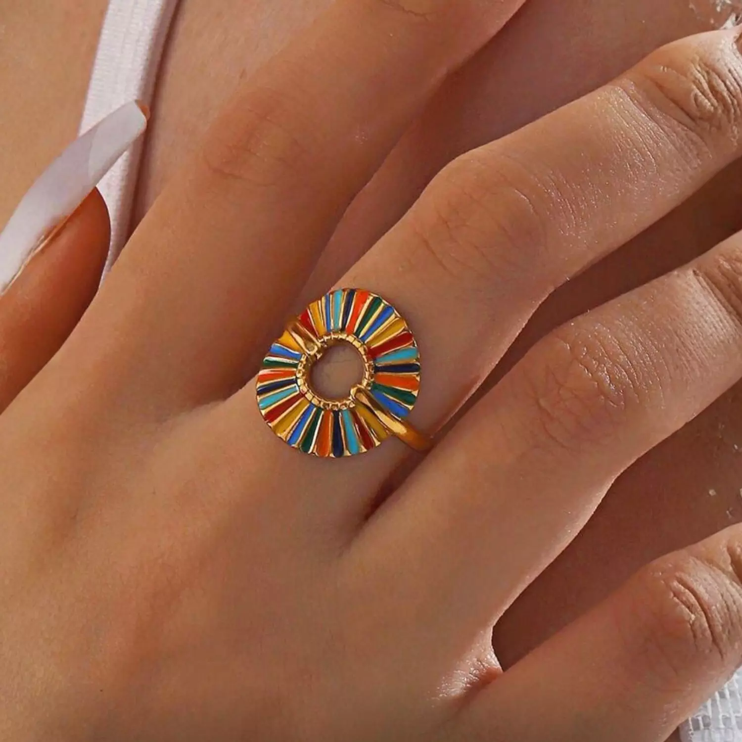 Color Oil Drip Stainless Steel Ring image