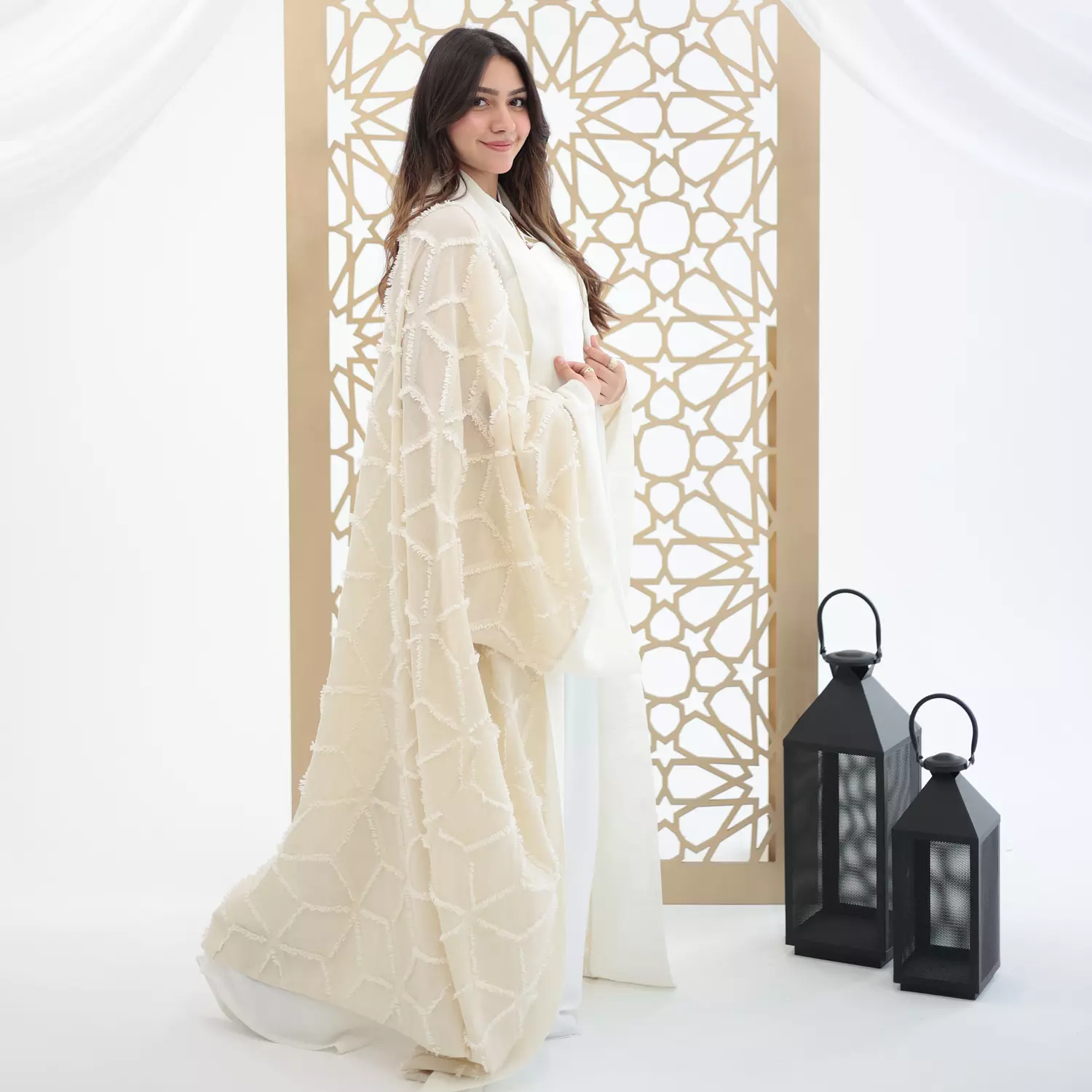 White and Beige Kaftan 7