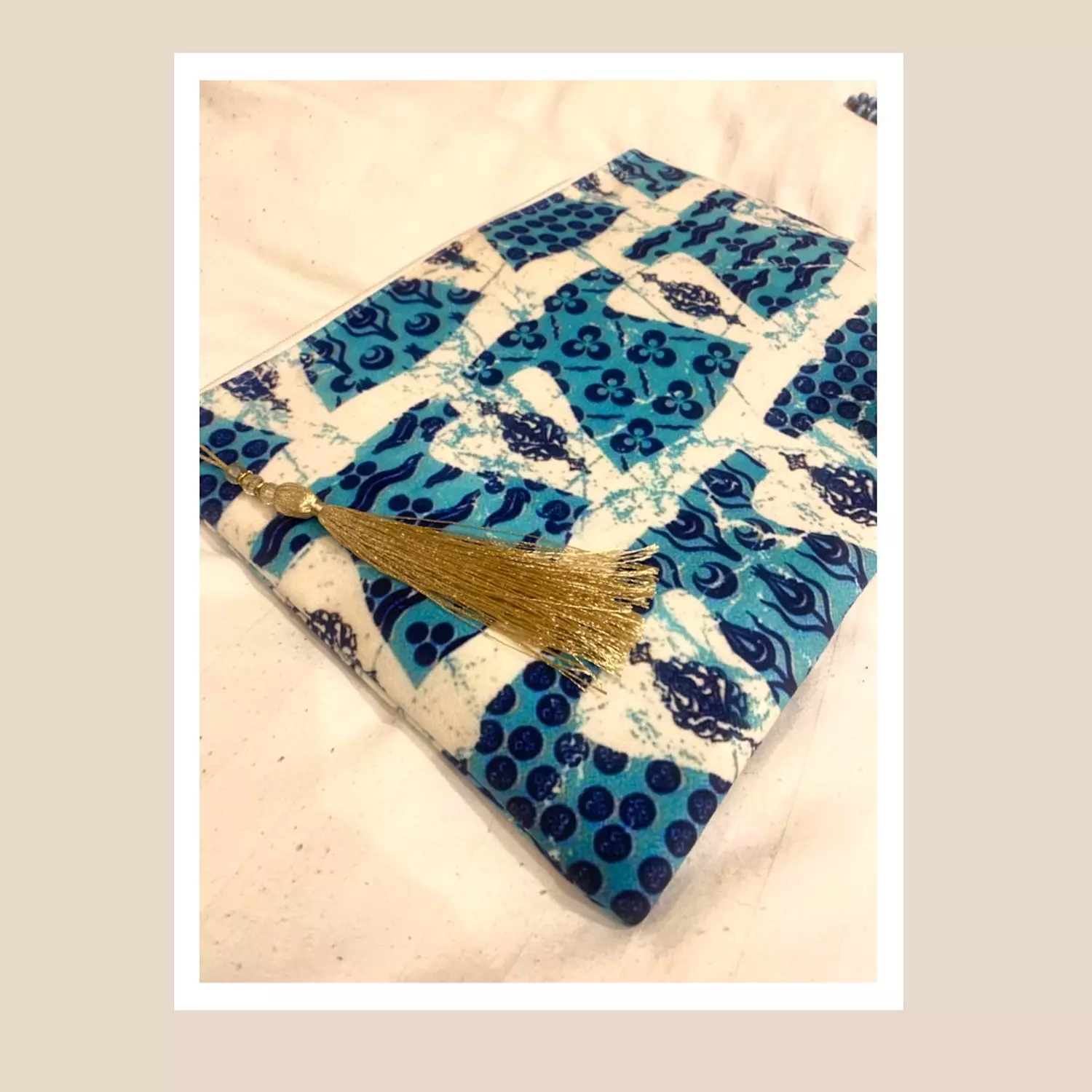 The Blue Kaftan Gold Tassel Pouch 3