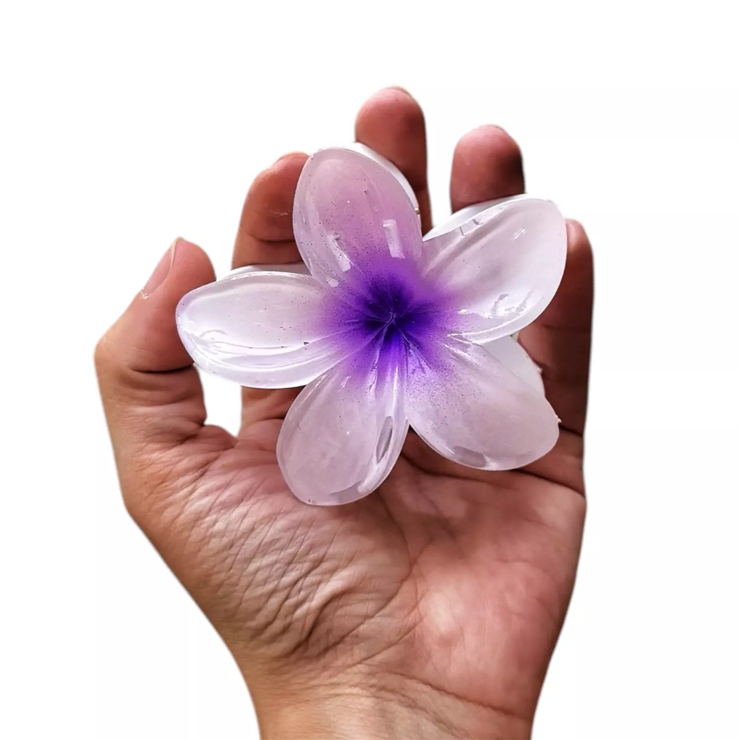 Purple Hawaiian Plumeria Flower Claw Clip 1