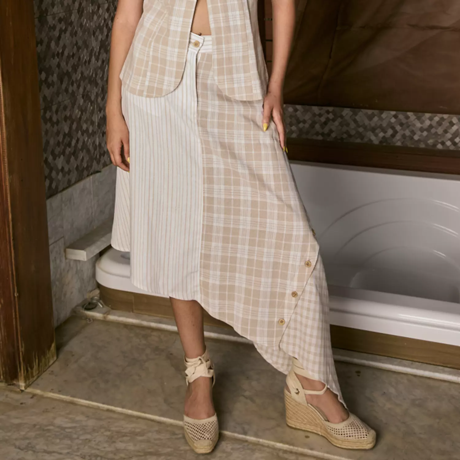 Checkered Asymmetrical Skirt 1