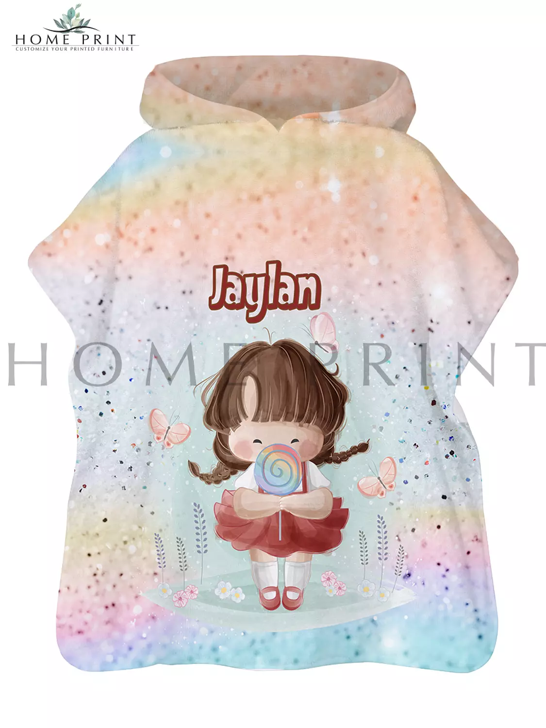 Microfiber Poncho - Cute Girl with Lollipop - Multi Color  image