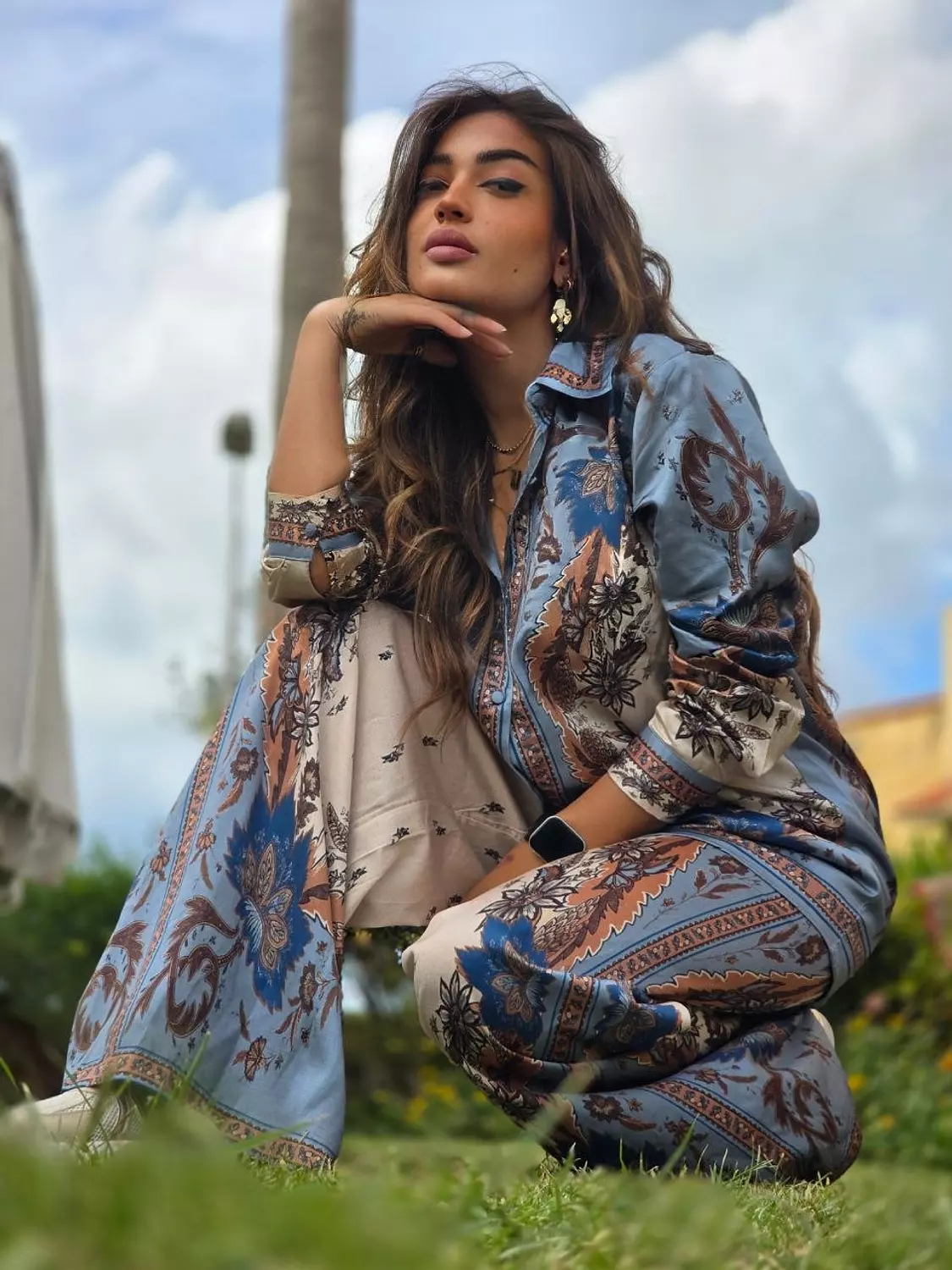 Baby blue satin set  4