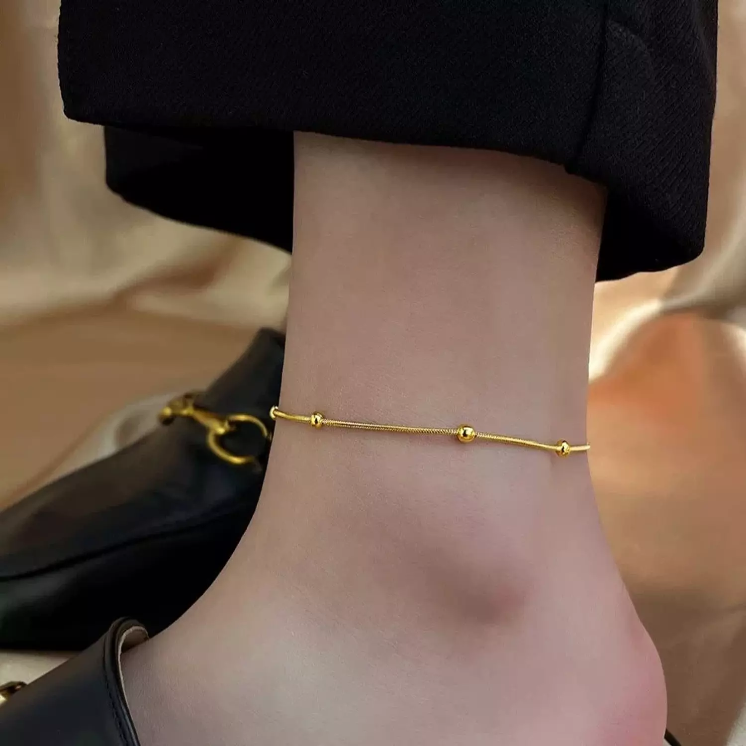 Round beads chain anklet image