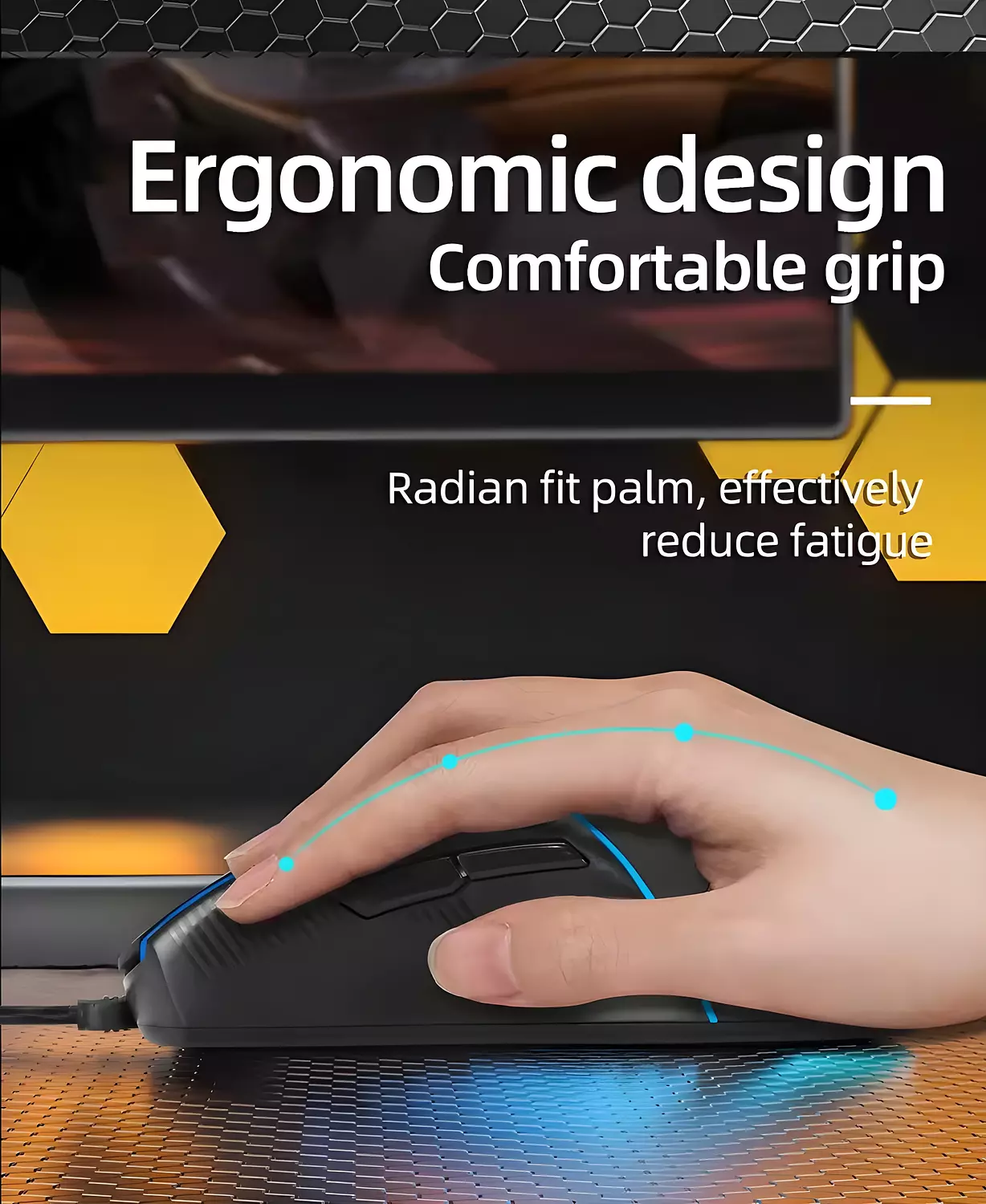 X1 Professional Rainbow Lighting Gaming Mouse - 3200 DPI Precision, Non-Slip Design 4