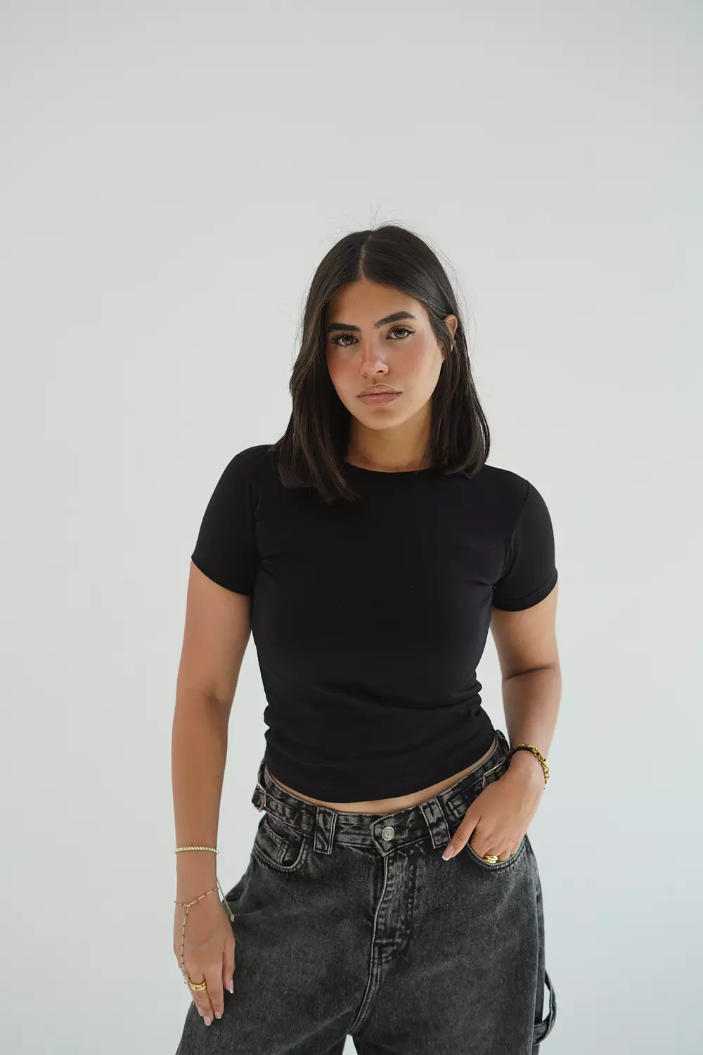 Black top with half sleeve hover image