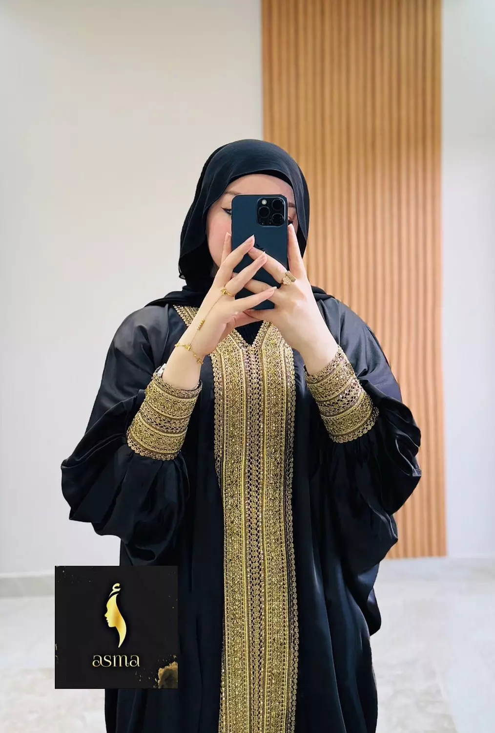 Black Abaya With Golden Touch 3