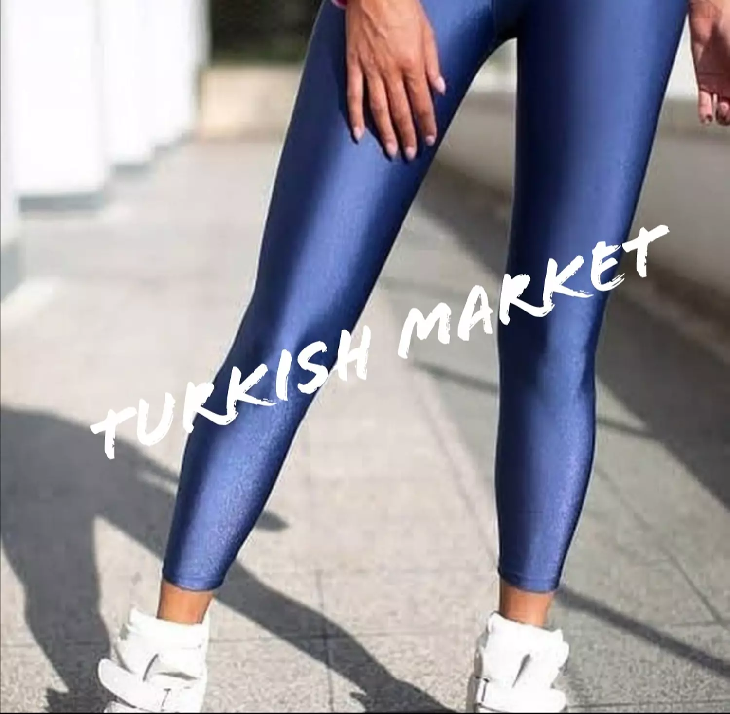 Indigo blue metallic legging  image