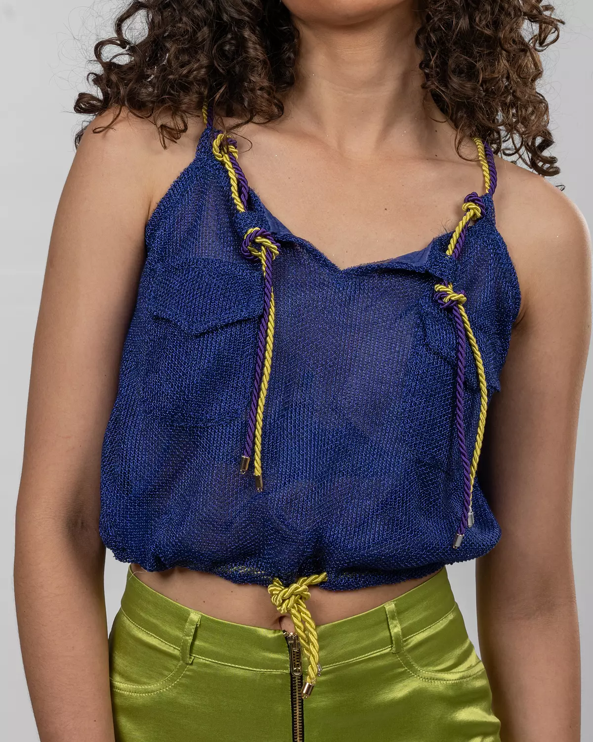 Metallic Blue Net Blouson Top image