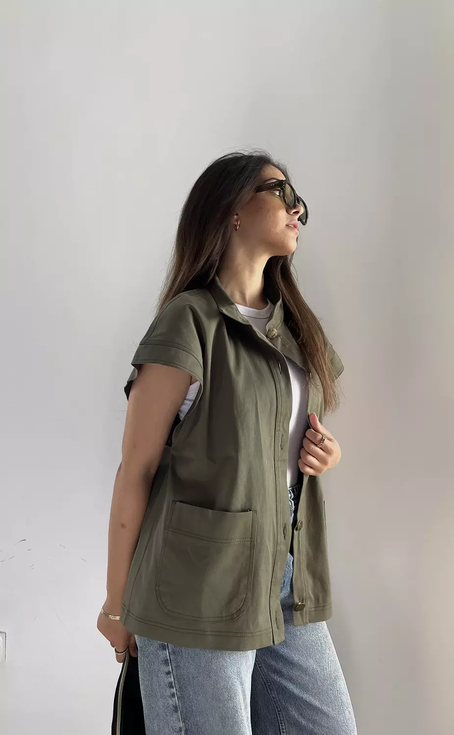 Olive gabardine vest  2