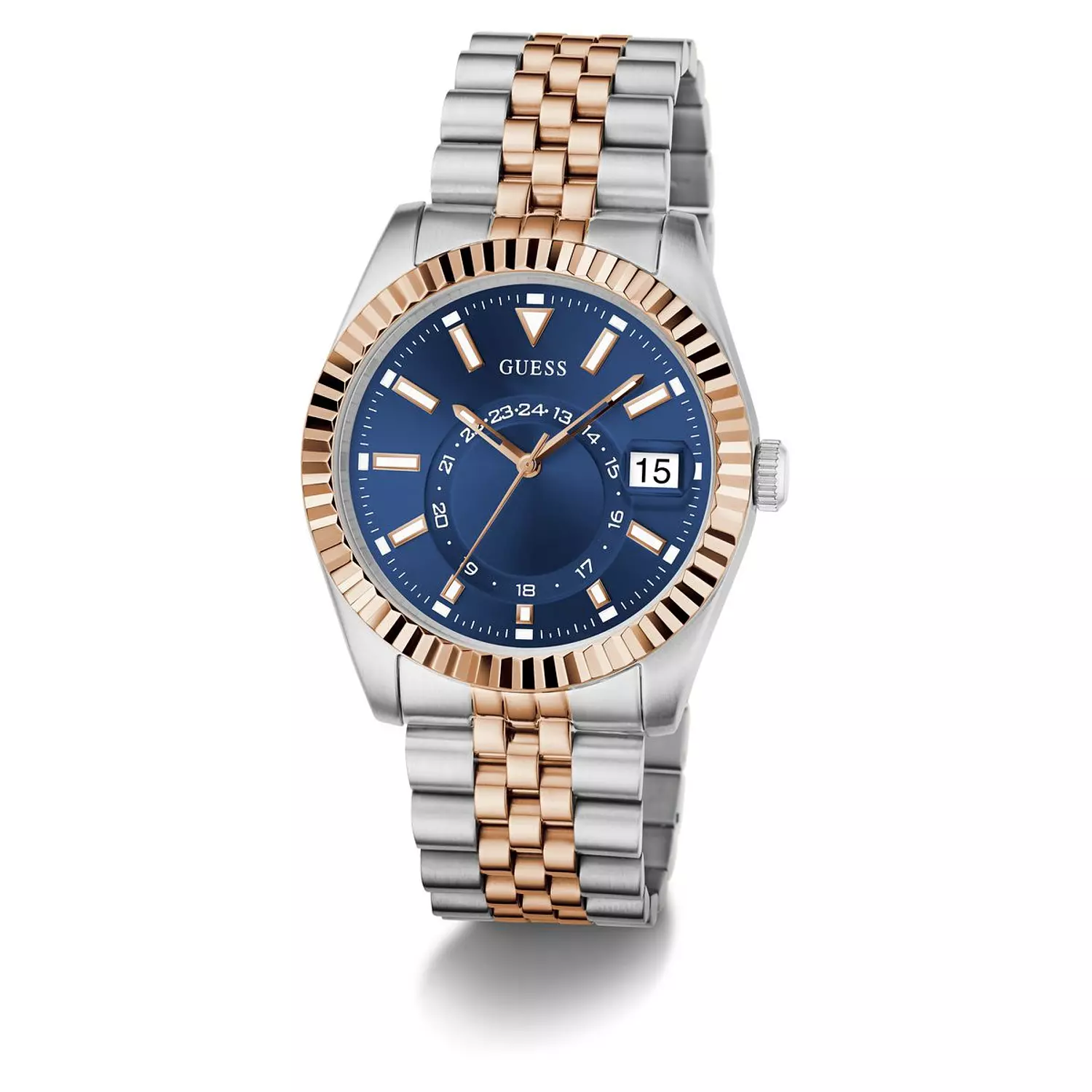 GUESS JADEN Mens Jaden 2-Tone Multi-function Date Watch 2-Tone Stainless Steel Brushed/Polished Bracelet 4